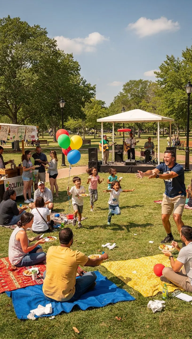 Community members enjoying a neighborhood music session